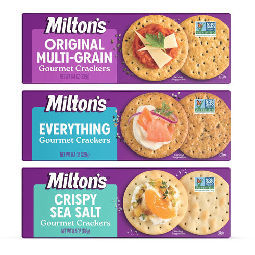 Milton's Gourmet Crackers Variety Pack, Assorted Flavors (Pack of 3)
