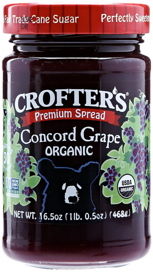 Crofter's Organic Premium Concord Grape Fruit Spread, 16.5 oz Jar