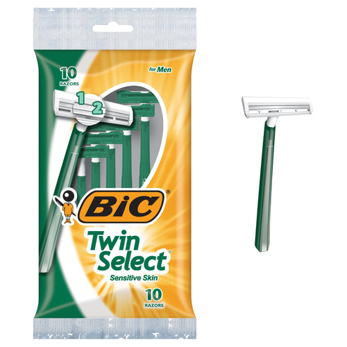 BIC Men's Twin Select Disposable Razors, Sensitive Skin, 10 Count (Pack of 3)