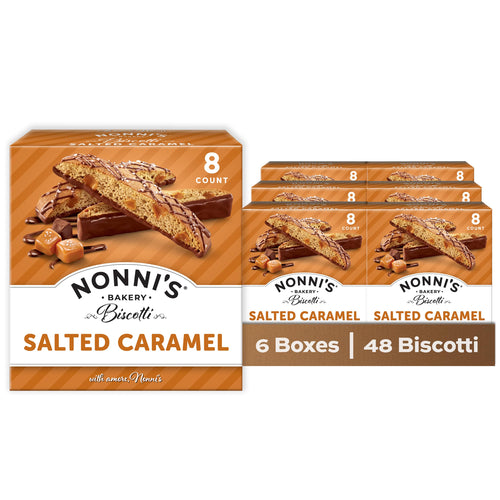 Nonni's Salted Caramel Biscotti, Individually Wrapped, 8 Count (Pack of 6)