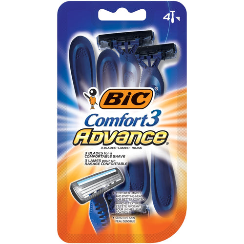 BIC Comfort 3 Advance Disposable Razors for Men, 4 Count