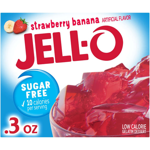 Jell-O Zero Sugar Gelatin Dessert Mix, Strawberry Banana, 0.3 oz (Pack of 24)