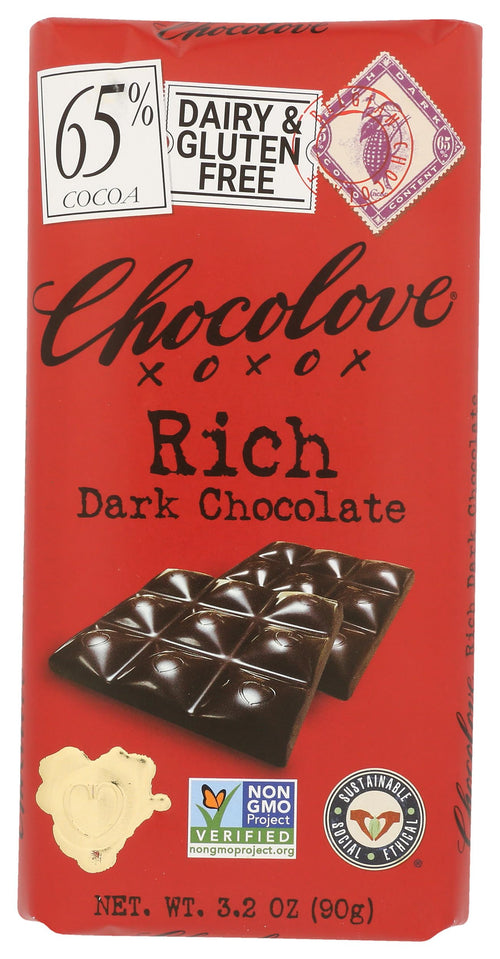 Chocolove Rich Dark Chocolate Bar, 65%, 3.2 oz