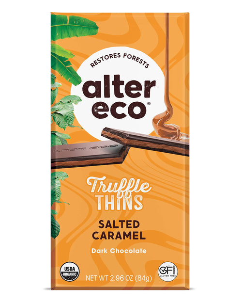 Alter Eco Salted Caramel Truffle Thins Chocolate Bar with Gooey Ganache Filling