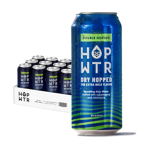 HOP WTR Sparkling Hop Water, Double Hopped, 16 fl oz (Pack of 12)