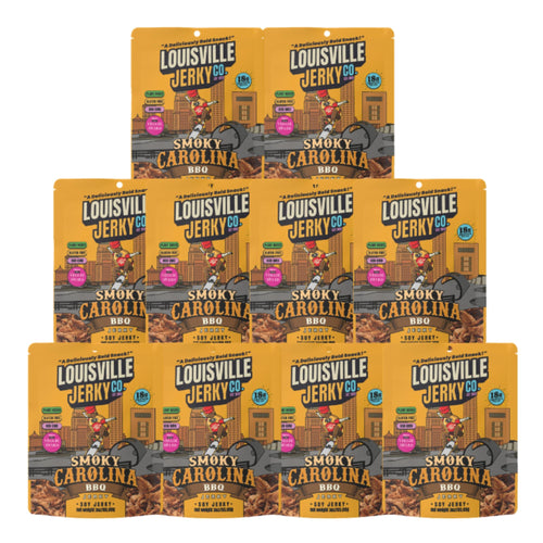 Louisville Jerky Co. Sweet & Smoky Carolina Mustard BBQ Vegan Jerky, 3 oz (Pack of 10)