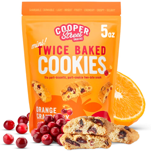 Cooper Street Twice Baked Orange Cranberry Biscotti Cookies, 5 oz