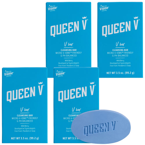 Queen V V Bar Cleansing Bar with Aloe and Rose Water, 3.5 oz (Pack of 4)