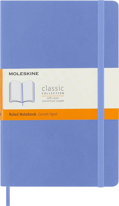 Moleskine Classic Notebook, Large, Ruled, Hydrangea Blue, Soft Cover, 192 Pages