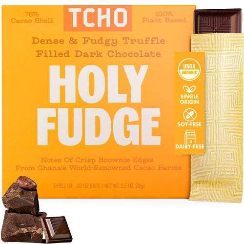 Tcho Organic Holy Fudge Filled Dark Chocolate, 2.47 oz