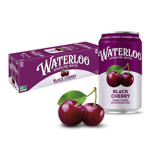 Waterloo Sparkling Water, Black Cherry, 12 fl oz Cans (Pack of 12)