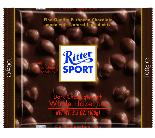 Ritter Sport Dark Chocolate with Whole Hazelnuts, 3.5 oz (Pack of 8)