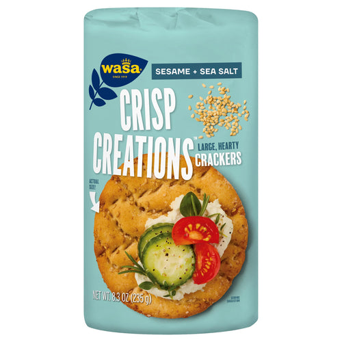 Wasa Crisp Creations Toppable Round Crackers, Sesame & Sea Salt, 8.3 oz