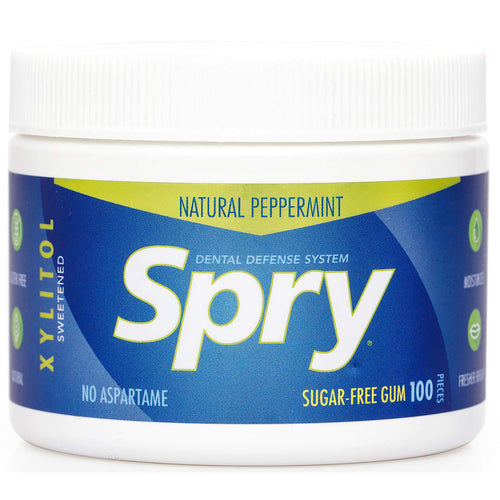Spry Natural Xylitol Chewing Gum, Peppermint, 100 Count