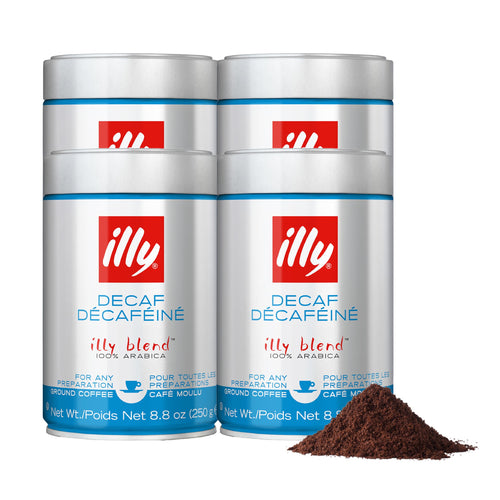 illy Decaf Ground Espresso Coffee, Classico Medium Roast, 8.8 oz (Pack of 4)