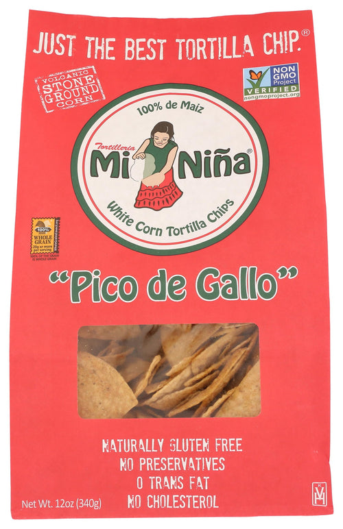 Tortilleria Mi Nina White Corn Tortilla Chips, Pico de Gallo, 12 oz