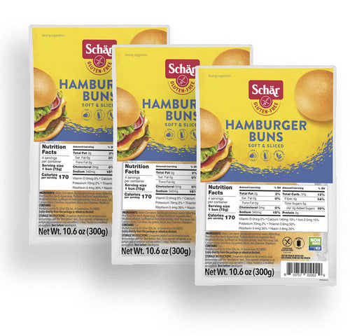 Schar Gluten Free Sliced Hamburger Buns, 10.6 oz (Pack of 3)