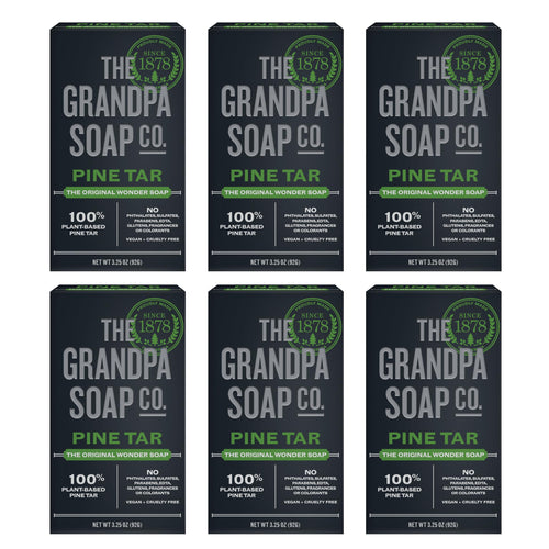 Grandpa's Pine Tar Bar Soap for Men, 3.25 oz (Pack of 6)