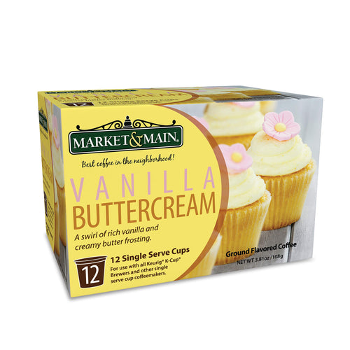 Market & Main OneCup Vanilla Buttercream Coffee Pods for Keurig K-Cup Brewers, 12 Count