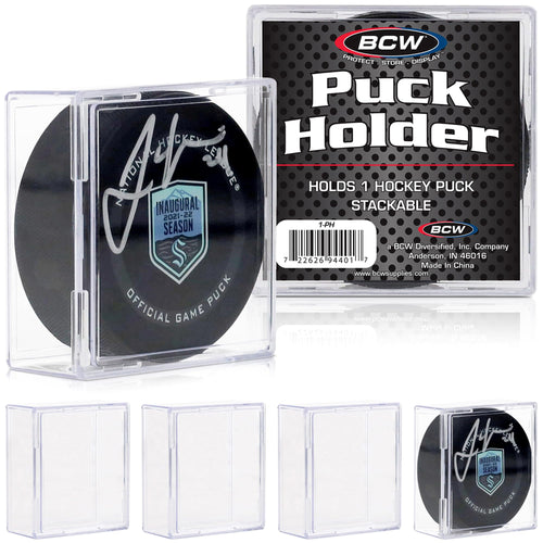 BCW Hockey Puck Display Case Cube Holder, Crystal Clear (Pack of 6)