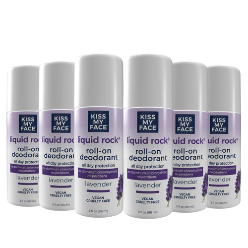 Kiss My Face Liquid Rock Roll-On Deodorant, Lavender, 3 oz (Pack of 6)