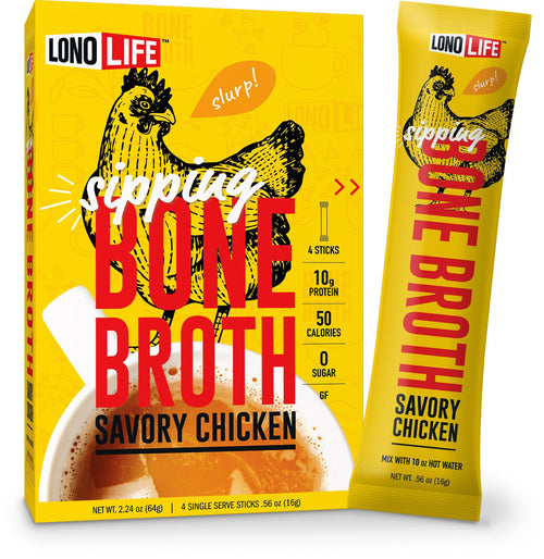 LonoLife Chicken Bone Broth Powder Mix, 4 Stick Packs