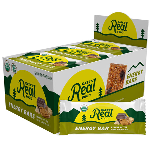 Kate's Real Food Organic Energy Bars, Peanut Butter Dark Chocolate (Pack of 12)