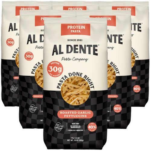 Al Dente Protein Roasted Garlic Fettuccine, 30 g Protein (Pack of 6)