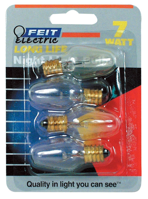 Feit Electric 7-Watt Clear Night Light Bulb, BP7C7/4 (Pack of 4)