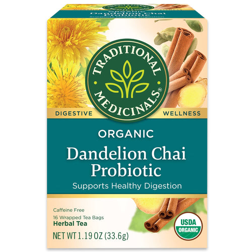 Traditional Medicinals Organic Dandelion Chai Probiotic Tea, 16 Tea Bags