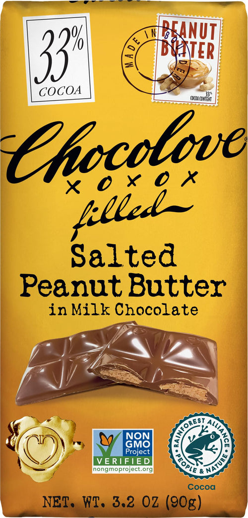 Chocolove Salted Peanut Butter Milk Chocolate Bar, 3.17 oz