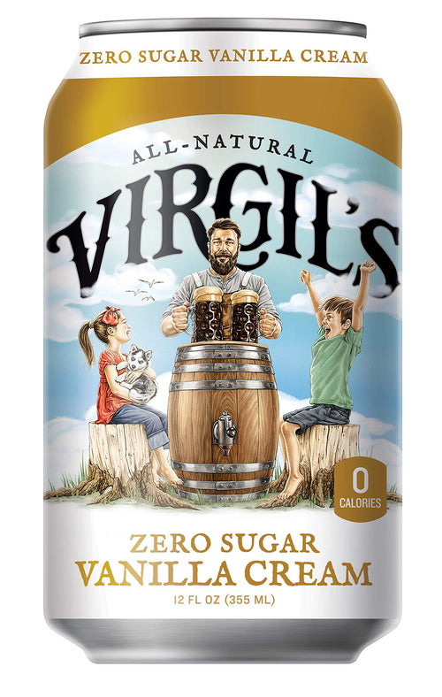 Virgil's Zero Sugar Vanilla Cream Soda, 12 oz Cans (Pack of 6)