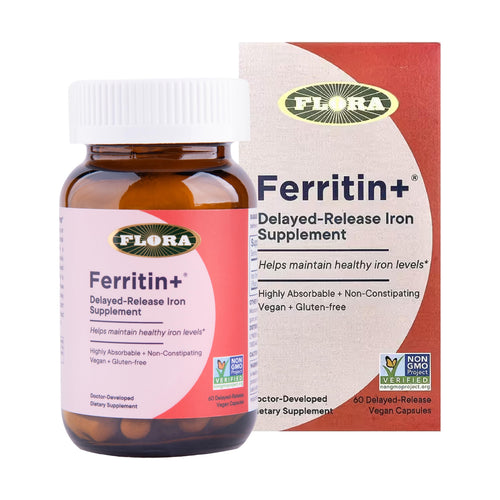 FloraHealth Ferritin+ Delayed-Release Iron, 60 Vegetarian Capsules