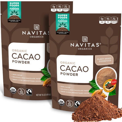 Navitas Organics Cacao Powder, 16 oz Bag (Pack of 2)