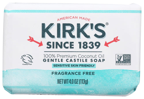Kirk's Castile Bar Soap, Fragrance Free, 4 oz