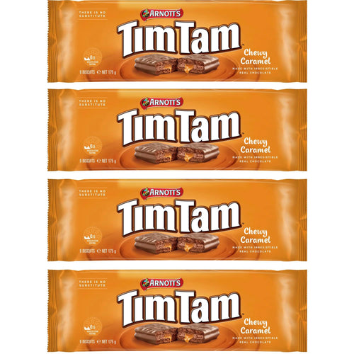Arnott's Tim Tam Chewy Caramel Chocolate Biscuits, 175 g (Pack of 4)