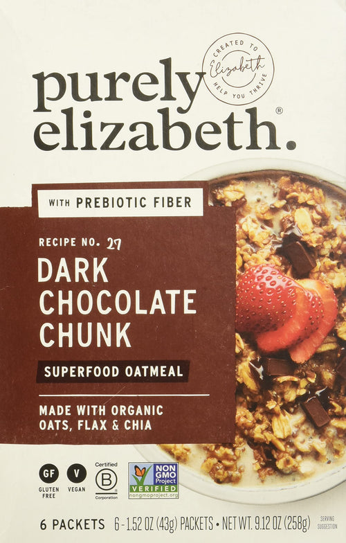 Purely Elizabeth Oatmeal Superfood Dark Chocolate Chunk, 1.52 oz (Pack of 6)