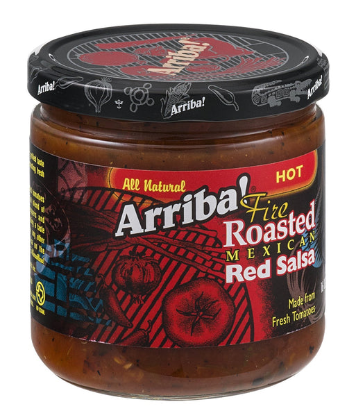 Arriba! Hot Red Salsa, 16 oz Glass Jar (Pack of 6)