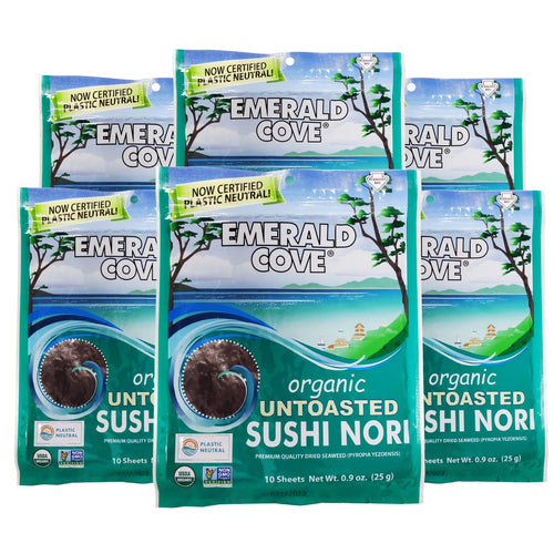 Emerald Cove Organic Untoasted Pacific Nori Sheets, 10 Count (Pack of 6)