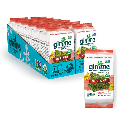 Gimme Seaweed Organic Roasted Seaweed Snack, Chili Lime, 0.35 oz (12 Count)