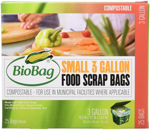 BioBag Compostable Food Waste Bags, 3 Gallon, 25 Count (Pack of 3)