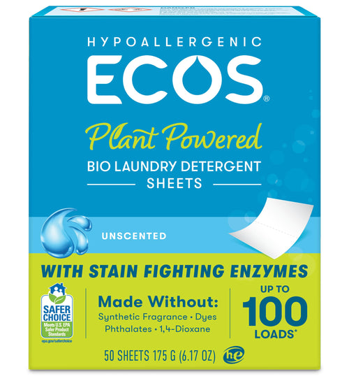 Ecos Liquidless Laundry Detergent, Free & Clear, 50 Count