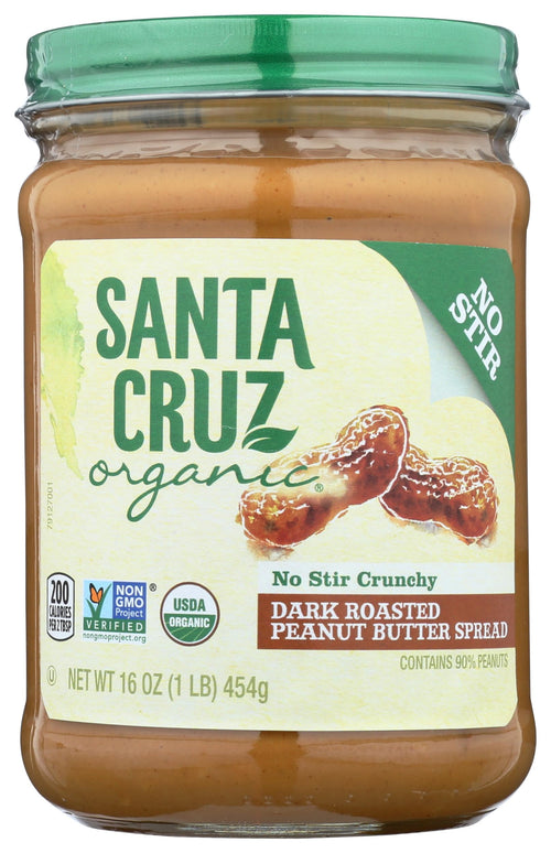 Santa Cruz Organic Dark Roasted Crunchy Peanut Butter, 16 oz