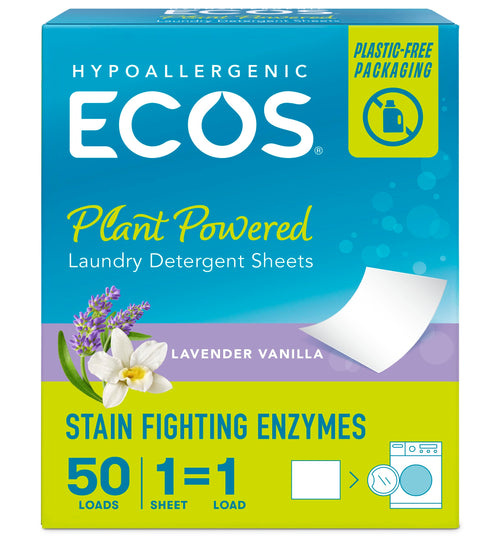 ECOS Lavender Laundry Detergent Sheets, 50 Sheets