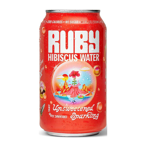 Ruby Hibiscus Organic Unsweetened Sparkling Water, 12 oz (Pack of 12)