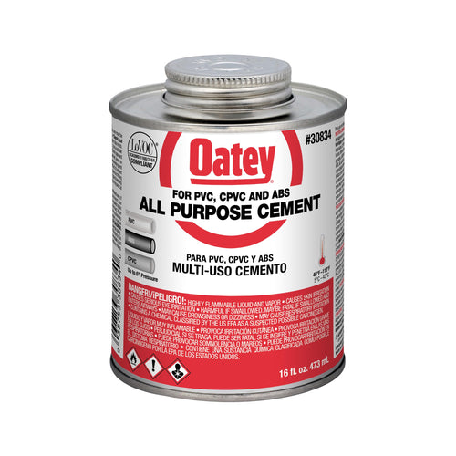 Oatey All Purpose Cement, Medium Body, Clear, 16 oz