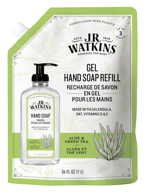 J.R. Watkins Hand Soap Refill, Aloe and Green Tea, 34 fl oz