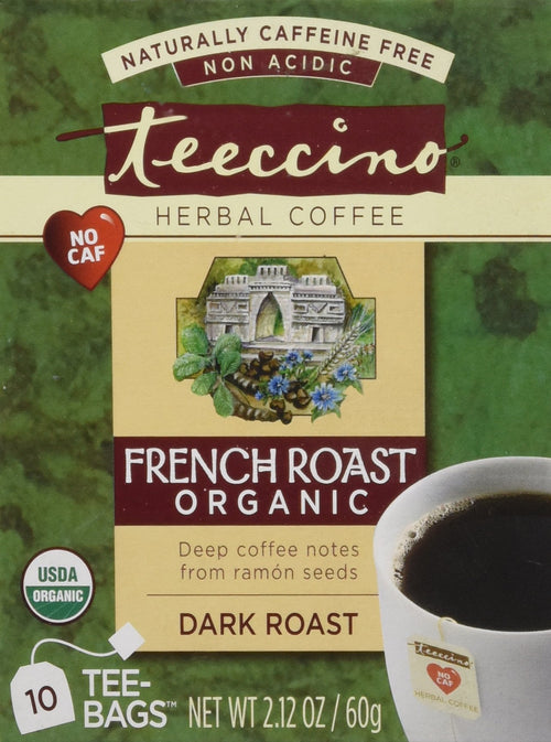 Teeccino French Roast Herbal Tea, 10 Tea Bags (Pack of 6)