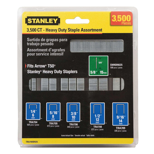 Stanley Heavy Duty Staples and Brad Assortment, 3500 Piece (TRA700BN35)