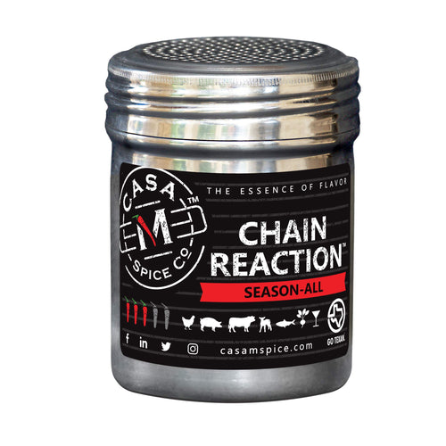 Casa M Spice Co Chain Reaction Season-All BBQ Seasoning, Original, Stainless Shaker